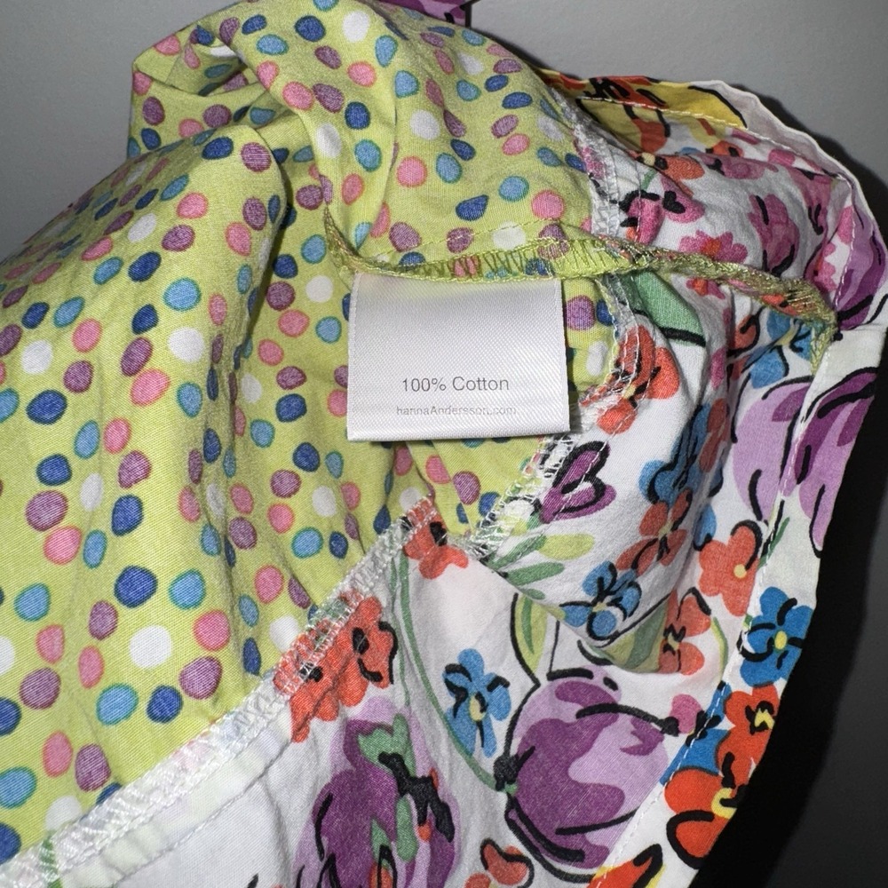 Hanna Andersson Girls Tank Top Polkadot Floral Mixed Material‎ Boxy Sz 140 US 10 - Picture 5 of 9